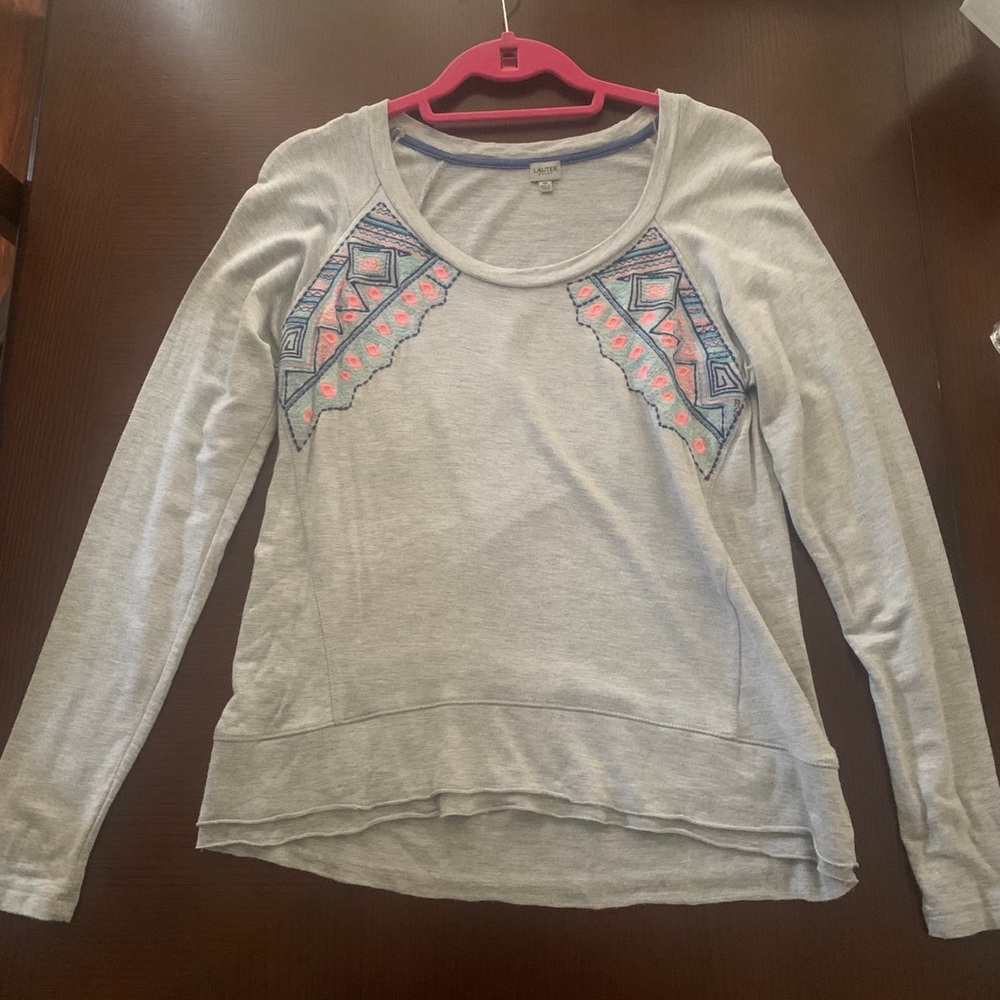 Gray Long Sleeve Top